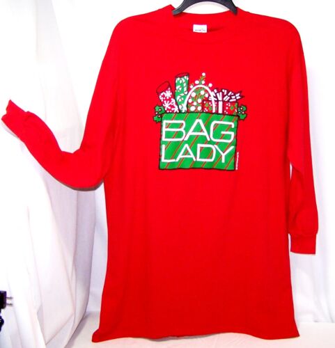 New Painted Lady CHRISTMAS T Shirt “BAG LADY” Long Sleeve One Size Fits All 2X? - Afbeelding 1 van 8