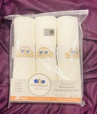 Set Of 3 BlueSnail Bamboo Waterproof Changing Pad Liner White Size 14"x27.5" NIP