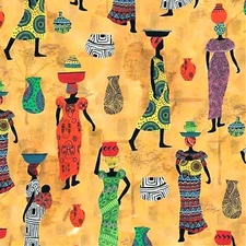 NEW PREMIUM FABRIC - MICHAEL MILLER NATIVE WOMEN - GOLD- 1 1/3 YDS