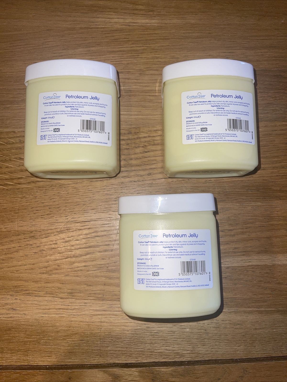 3 x Large 226g Cotton Tree Petroleum Jelly Helps Prevent Nappy Rash