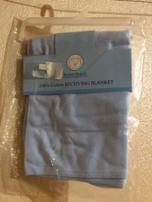 Bambini Baby's Solid Blue Receiving Blanket 29”x40"100% Cotton Interlock New