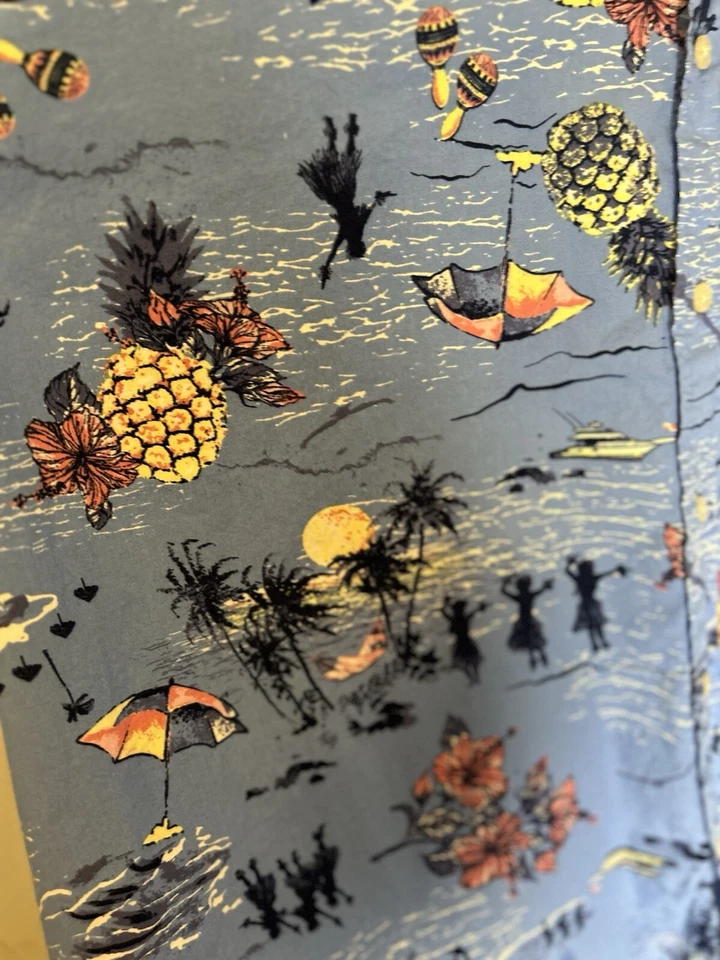 Saddlebred Hawaiian Tropical Vacation Beach Button Up Shirt Blue Men's 3XLT - Image 4 of 4