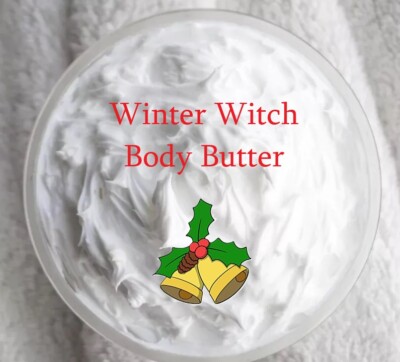 WINTER WITCH Handmade  8OZ TRIPLE WHIPPED BODY BUTTER  HEAVY CREAM WINTER SCENTS