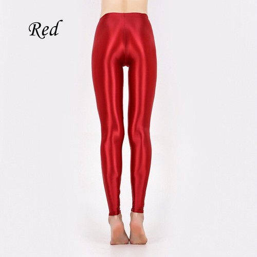 Ladies Stretchy Satin Wet Look Leggings Shiny Yoga Pants for Dance Fitness UK - Picture 18 of 19
