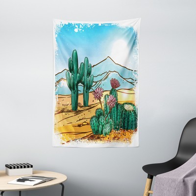 Cactus Tapestry Cartoon Vector Design Print Wall Hanging Decor