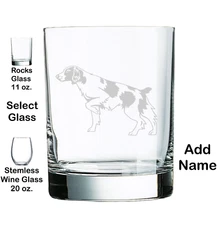 BRITTANY SPANIEL Dog ENGRAVED, ADD NAME, FREE SHIPPING, ETCHED, PERSONALIZED