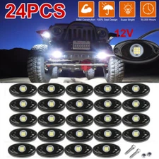 24x White LED Rock Lights Underbody Glow Lamp for Offroad SUV Pickup Truck
