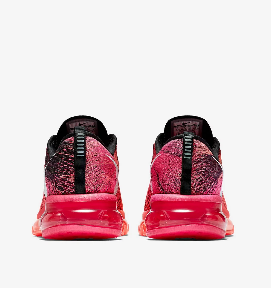 N I K E FLYKNIT MAX 620659-006 Women Size 7.5 Black/White-Pink Foil-Hot Lava - Image 2 of 4