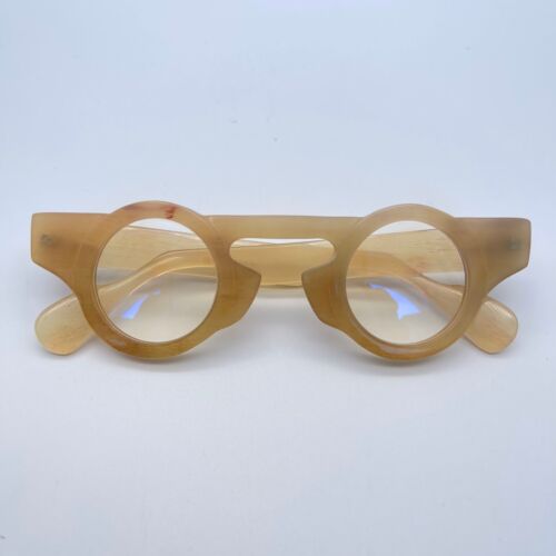 Eyeglass Frames Retro Round Handmade Natual Horn Reading Glasses Frame Eyewear - Foto 1 di 27