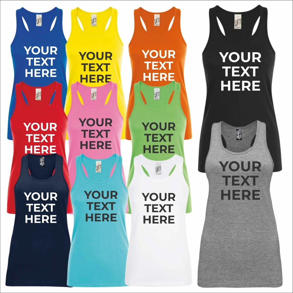 Personalised Custom Printed SOL'S Ladies Justin Vest Sports Yoga Casual Tank Top - Image 4 of 4