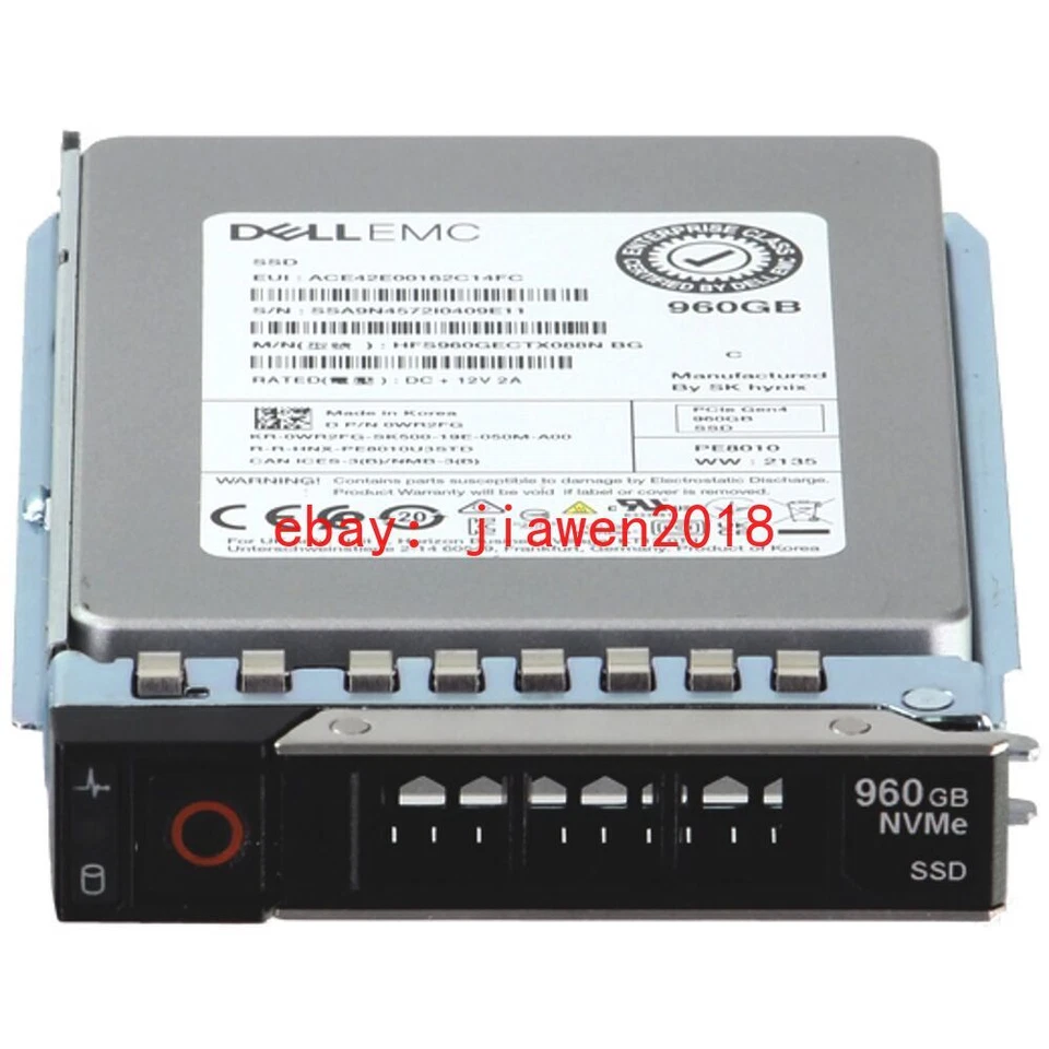 Dell 26WJ0 PE8110 960GB U.2 PCIe Gen4 4.0 NVMe RI TLC 2.5 SSD GEN14 w/ Caddy - Image 2 of 4