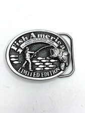Fish America Limited Edition Belt Buckle Pewter Bass Fisherman NEW