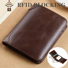 Genuine Leather Slim Minimalist Bifold Front Pocket Wallet with RFID Blocking
