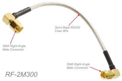 6-inch SMA Male to SMA Male Semi-Rigid RG402 RF 50Ω Coaxial Cable, RF-2M300