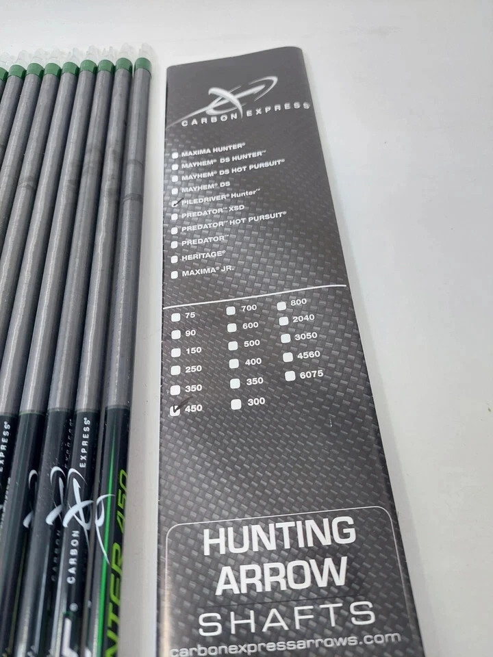 12pk Carbon Express Pile Driver Hunter 450 Uncut Shafts w/ Inserts: T1320 NEW - Image 3 of 4
