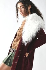 Free People Jacket Lady Lane Faux Fur Collar Jacket Wine. Size X Small Rrp $268.