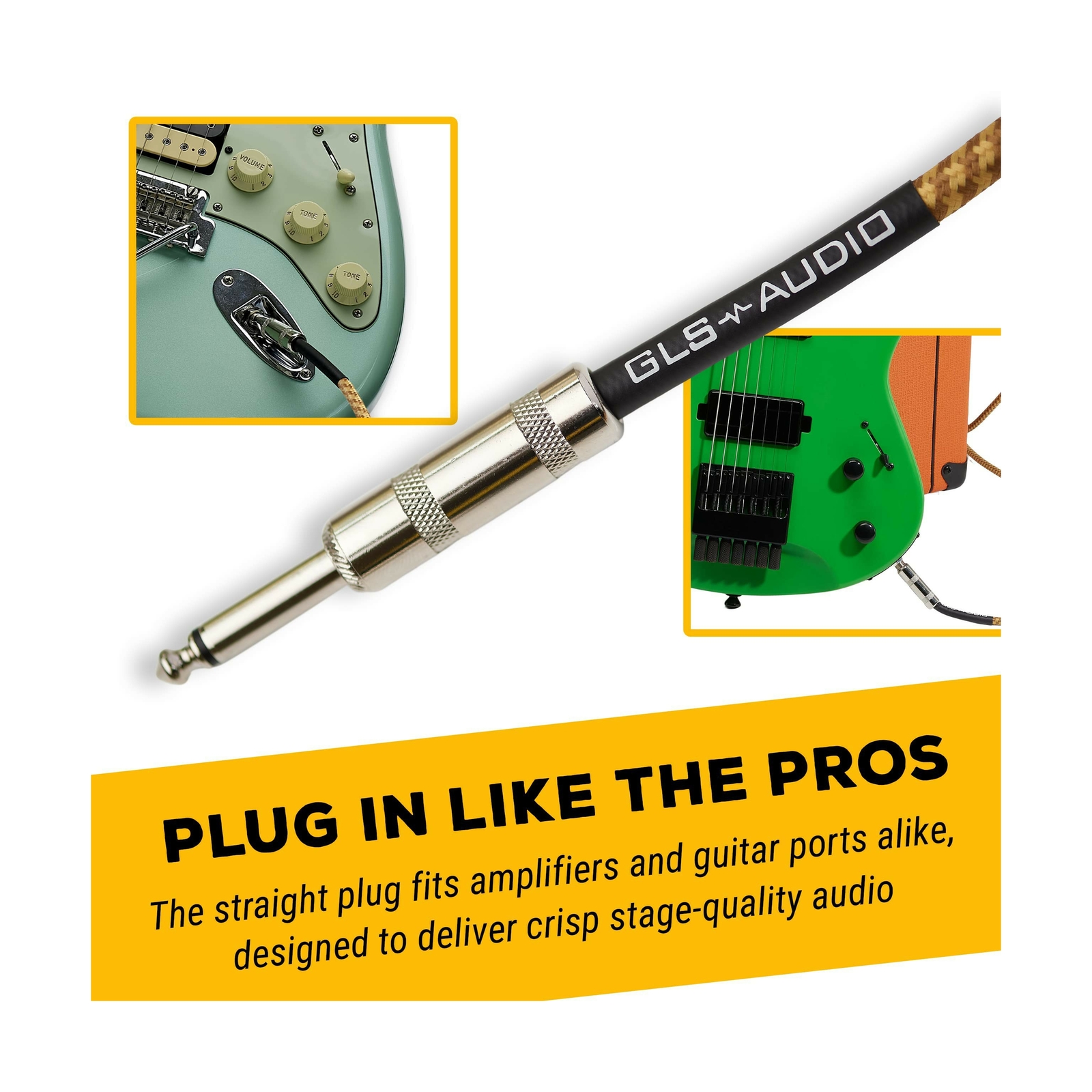 GLS Audio Instrument Cable 1/4'' TS to 1/4 '' Bass/Electric Guitar Durable 15 Ft eBay