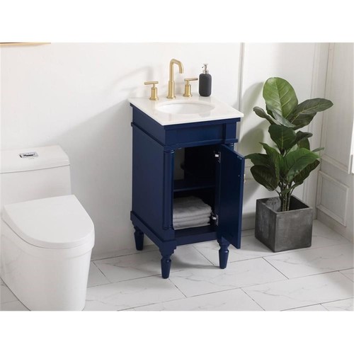 Elegant Decor Lexington 18.5" Solid Wood Single Bathroom Vanity in Blue - Picture 8 of 8