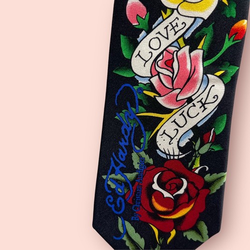 Ed Hardy Neck Tie 100% Silk Life Love Luck - Picture 3 of 7