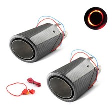 2x Universal Modified Led Luminous Muffler Tip Tail Pipe Carbon Fiber Curved 2x Universal Modified Led Luminous Muffler Tip Tail Pipe Carbon Fiber Curved