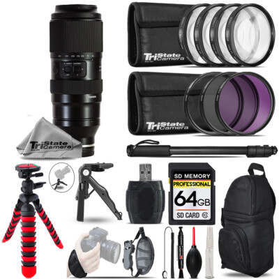 Tamron 50-400mm f/4.5-6.3 III VC Lens for Sony +MACRO, 3 Piece  Filter +64GB Kit