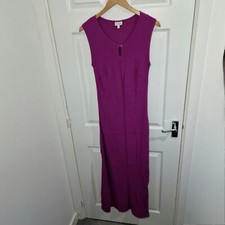 EAST Dress Medium Purple Maxi Crepe Button Bust Holiday Summer Cruise Beach
