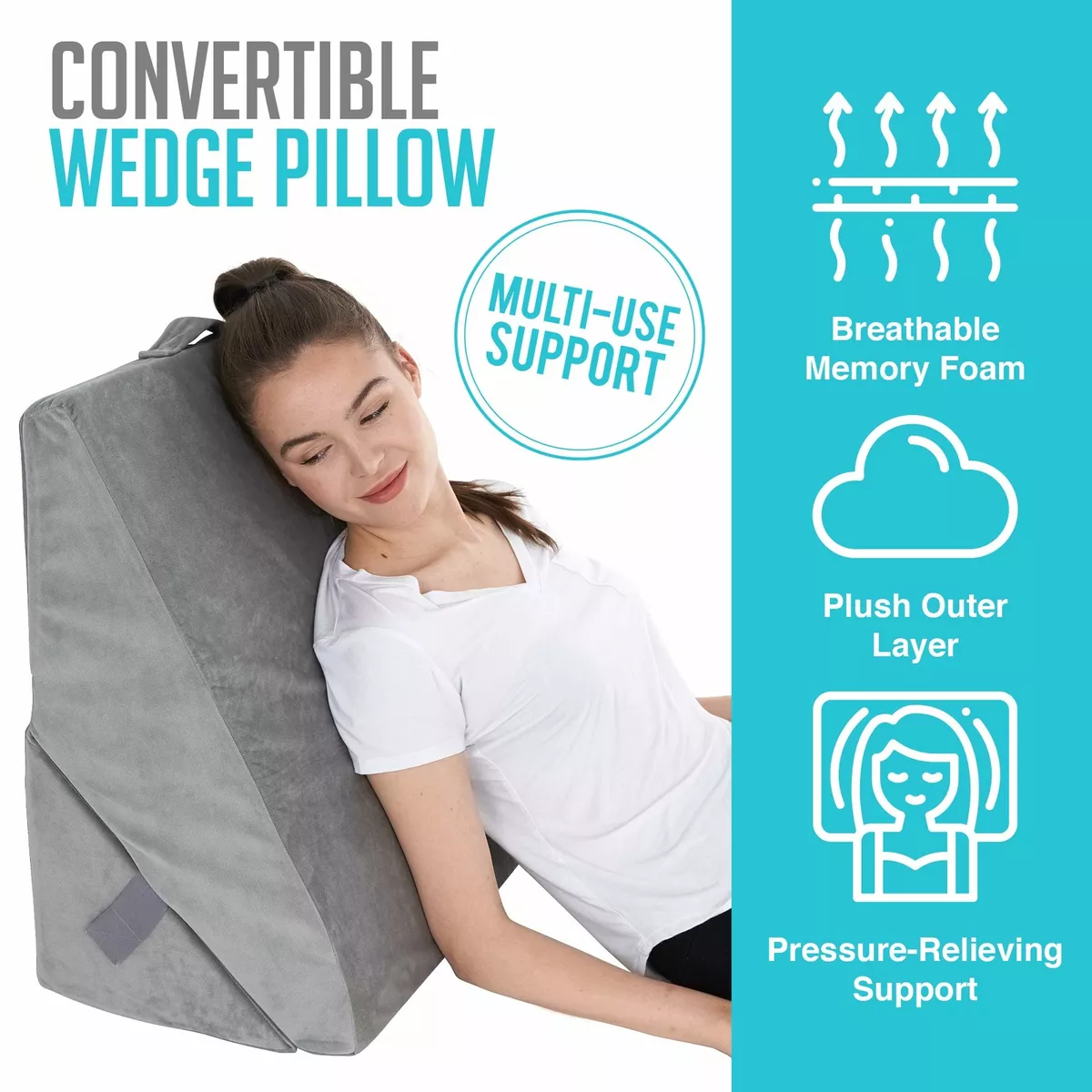 Bed Wedge Pillow Adjustable 9 to 12 Incline, Legs and Back Support Cushion