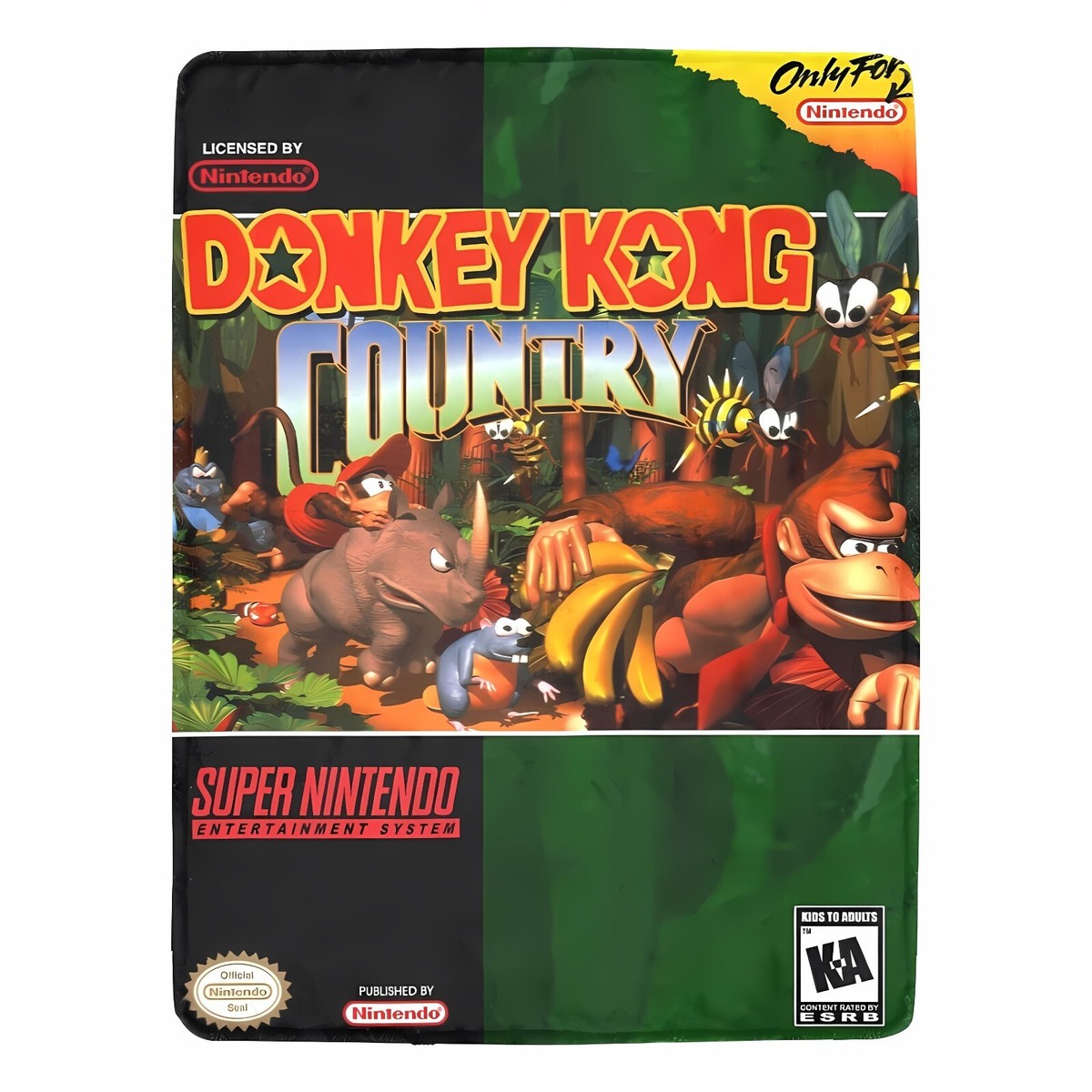 Vintage Retro Game Donkey Kong Country SNES Box Ultra-Soft Micro Fleece  Blanket