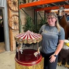 Hanging Birdcage Carousel Horse Statue Carnival Theme Display Prop Home Decor