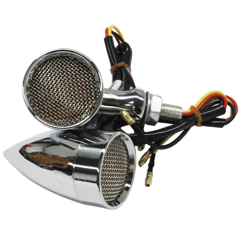 Freno cromado funcionando 12V LED señales de giro luz amarilla 10 mm para Kawasaki Cruiser Foto 3 de 4