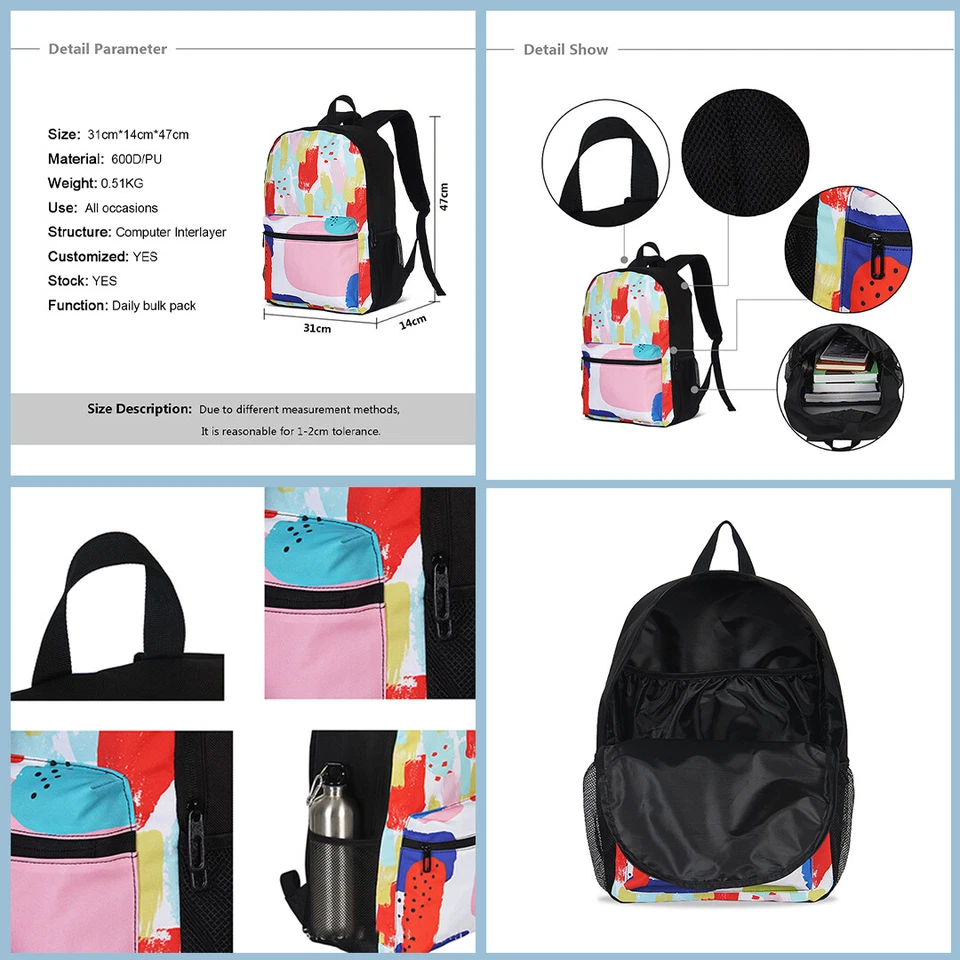 Mochila monstruo ciencia ficción americana 4 piezas para niños niñas escuela 18,5 pulgadas Foto 2 de 2