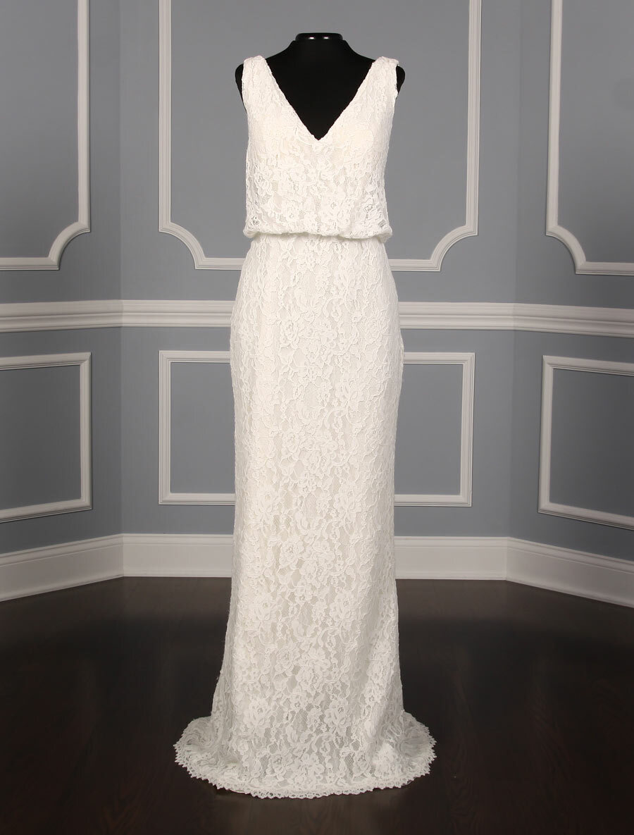 PRONOVIAS Preslie Wedding Dress Lace V-Neckline V-back Bridal 14 $1.5K  BRAND NEW | eBay