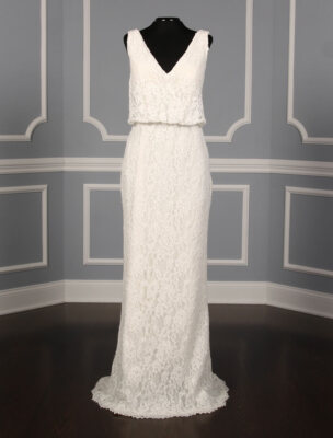 PRONOVIAS Preslie Wedding Dress Lace V-Neckline V-back Bridal 14