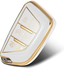 Soft TPU Key Fob Cover Case Compatible with 6-Button Remote Control-White