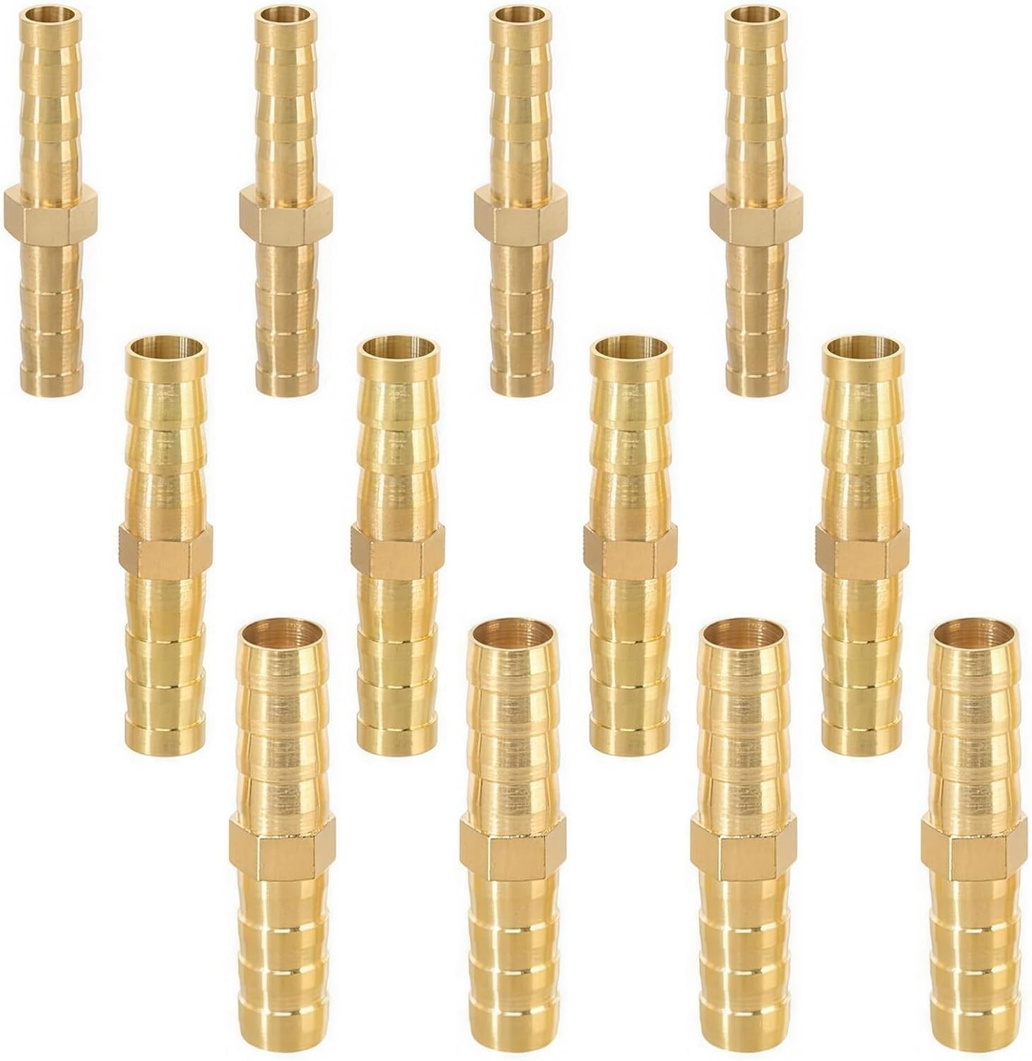 12PCS Brass Hose Barb Connector Set 6mm 8mm 10mm Straight Joiner Coupler Leak