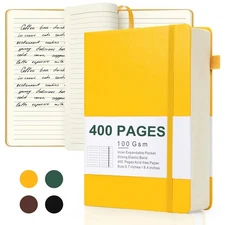 Journals for Writing 400 Pages, A5 Leather Ruled Notebook, 100 Gms College Ru...