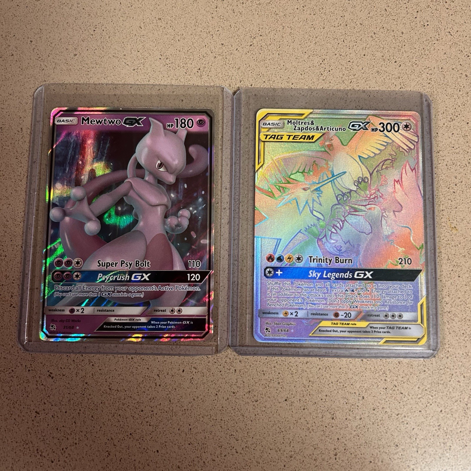 Pokémon TCG Sun & Moon Hidden Fates Moltres Zapdos Articuno GX 69/68 NM Both