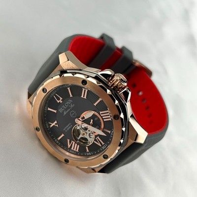 New w/box/Bulova Marine Star 98A228 Automatic Rose gold Dial Men's |Watch | 45MM