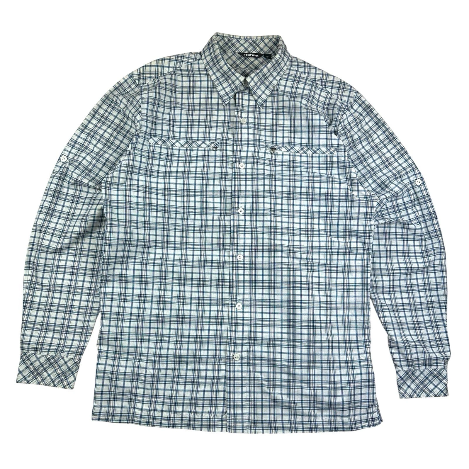 Rohan Equator Mens Check Shirt Blue Small Long Sleeve Outdoor Hiking