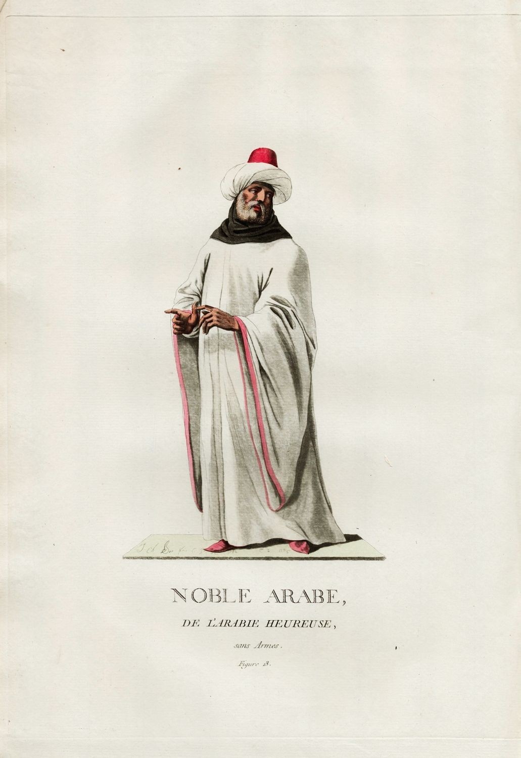 Noble Árabe De Yemen Traje Disfraz Grabado Aquatinta 1779