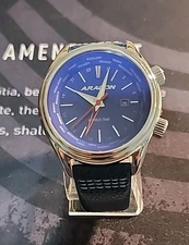 Aragon Caprice World Time Men’s Watch A108BLU Blue Crocodile Leather Band