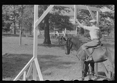 Photo:Accokeek Maryland 1937 Jousting Ring Game Rider on Horse Summer