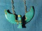Vintage NAVAJO STERLING Silver NECKLACE w TURQUOISE FLYING EAGLE Pendant 13gm — photo 2