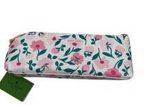 Kate Spade New York Floral Print Zip Pouch Pencil Case Makeup and Travel Bag NEW