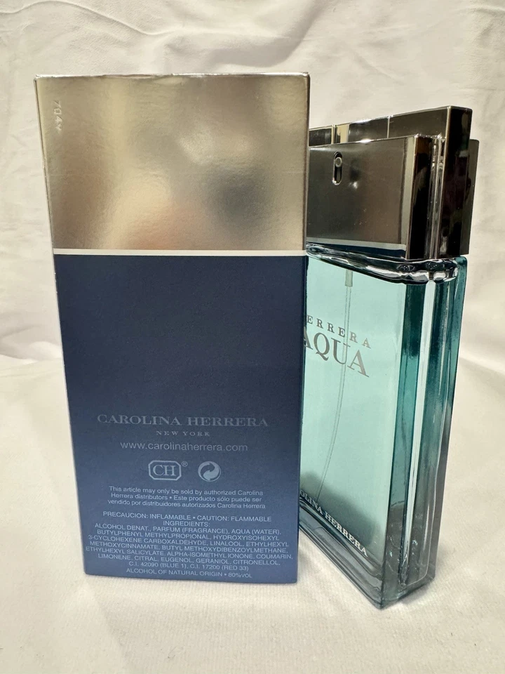 Туалетная вода для мужчин HERRERA AQUA спрей 3,4 унц / 100 мл новая в коробке ** редкая ** неиспользованная - Изображение 2 из 4