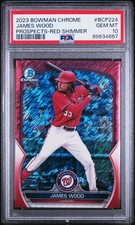 2023 BOWMAN CHROME PROSPECTS RED SHIMMER #BCP224 JAMES WOOD 10/10 PSA 10
