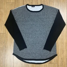 Smartwool Shadow Pine Colorblock Soft Wool Sweater Women's Medium Gray Black