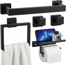 5-Pieces Matte Black Bathroom Accessories Set Bathroom Hardware Set SUS304