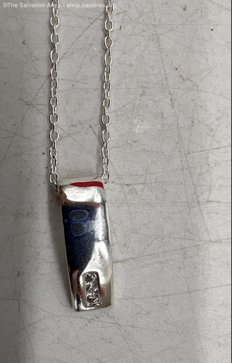 925 Sterling Silver Rectangular Bar Pendant Neckl… - image 5