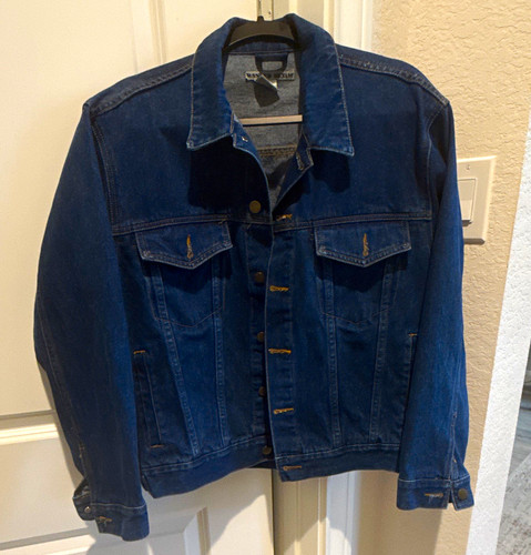 Massimo Dutti Men's Blue Denim Jacket Button Front Spread Collar L 42 Regular